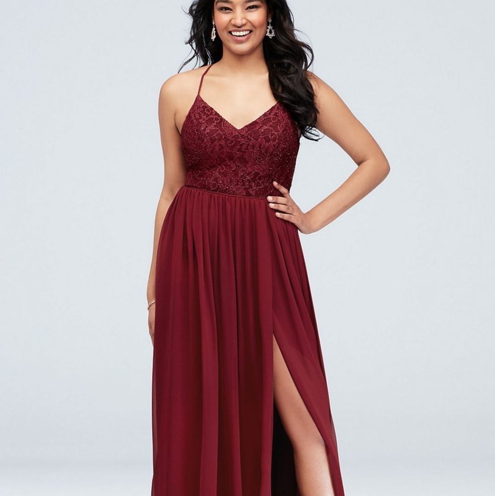 David's Bridal Glitter Lace Bodice Gown